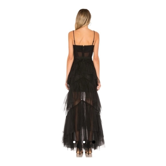BCBGMaxAzria Black Corset Tulle Tiered Ruffle Formal Maxi Gown Size US 6 NWT - Picture 6 of 13